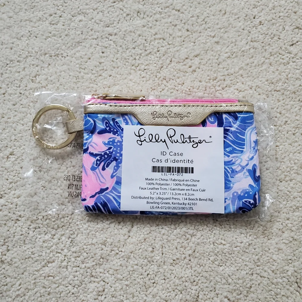NWT Lilly Pulitzer Shade Seekers ID Case Tropical Print Keychain